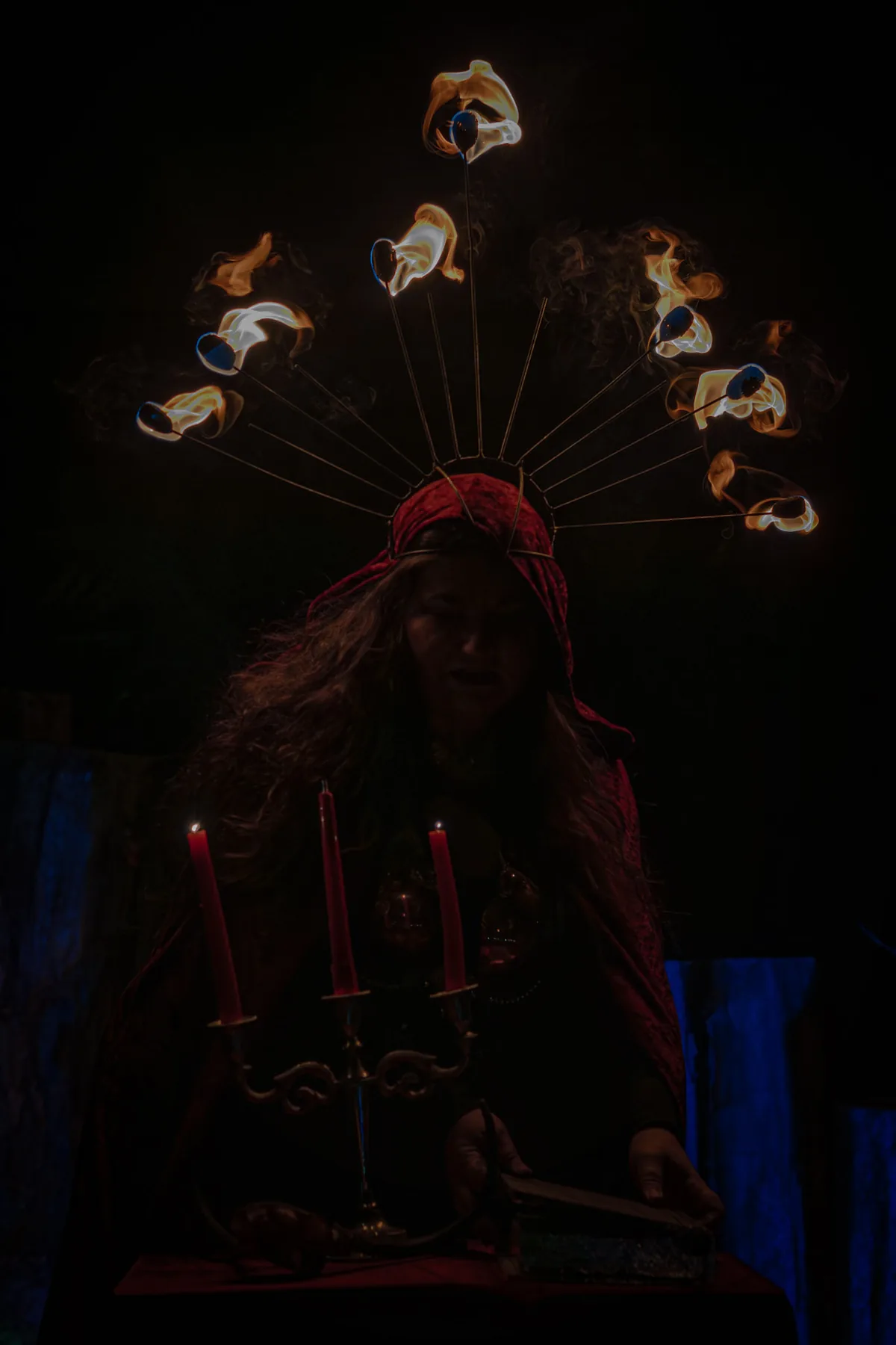 Fire headdress performance