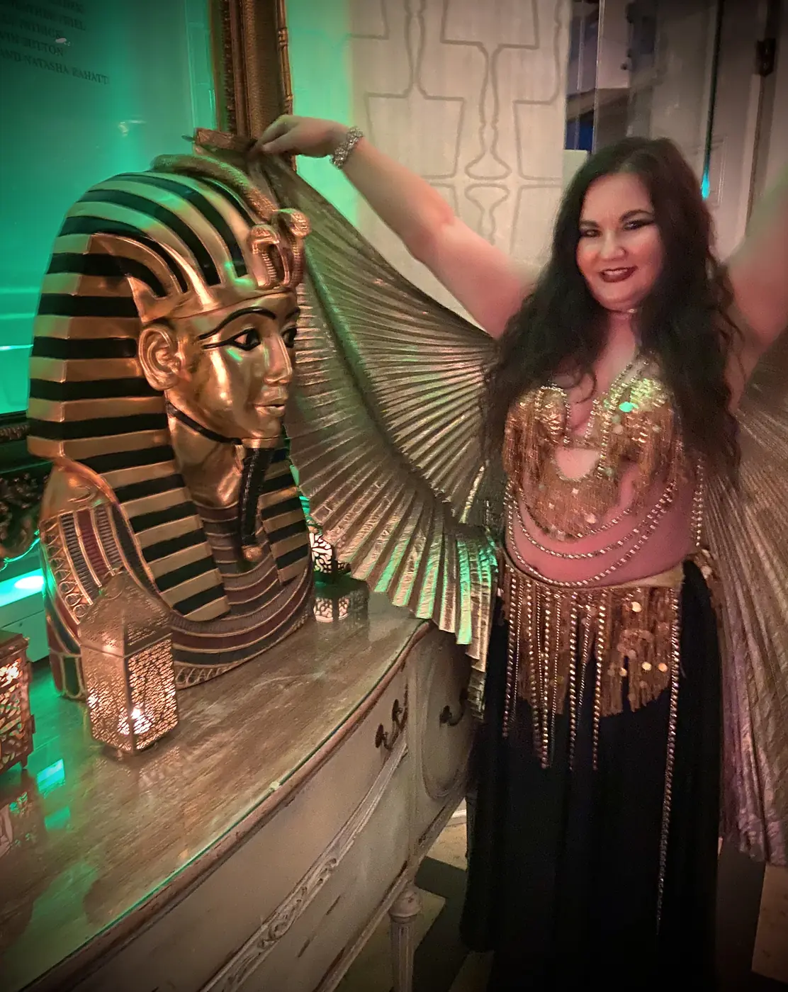 Lorenda dancing at an Egyptian wedding celebration
