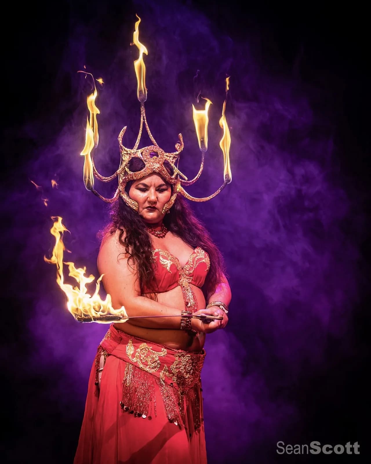 Lorenda performing a tailored fire routine