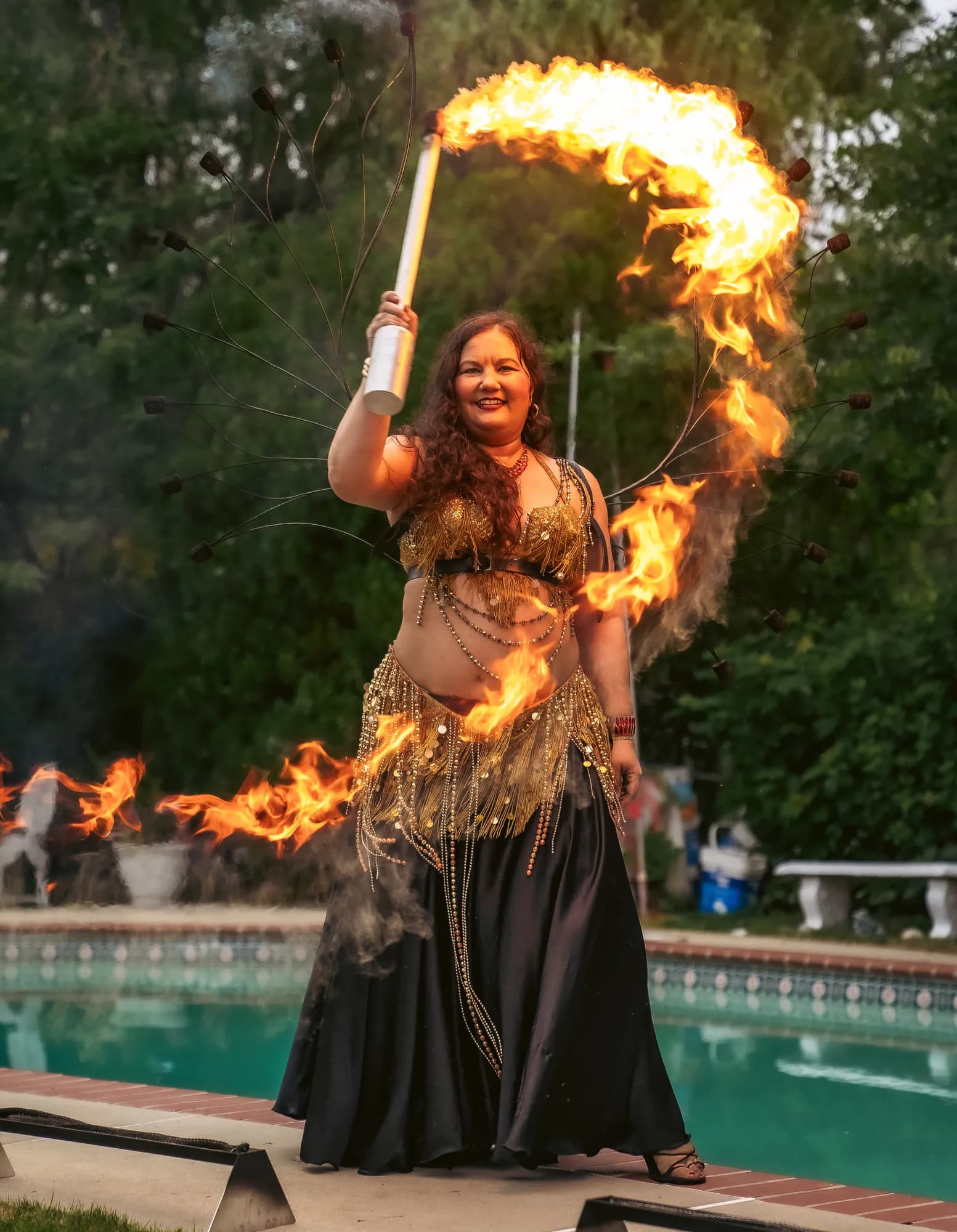 Lorenda belly dancing at a wedding celebration