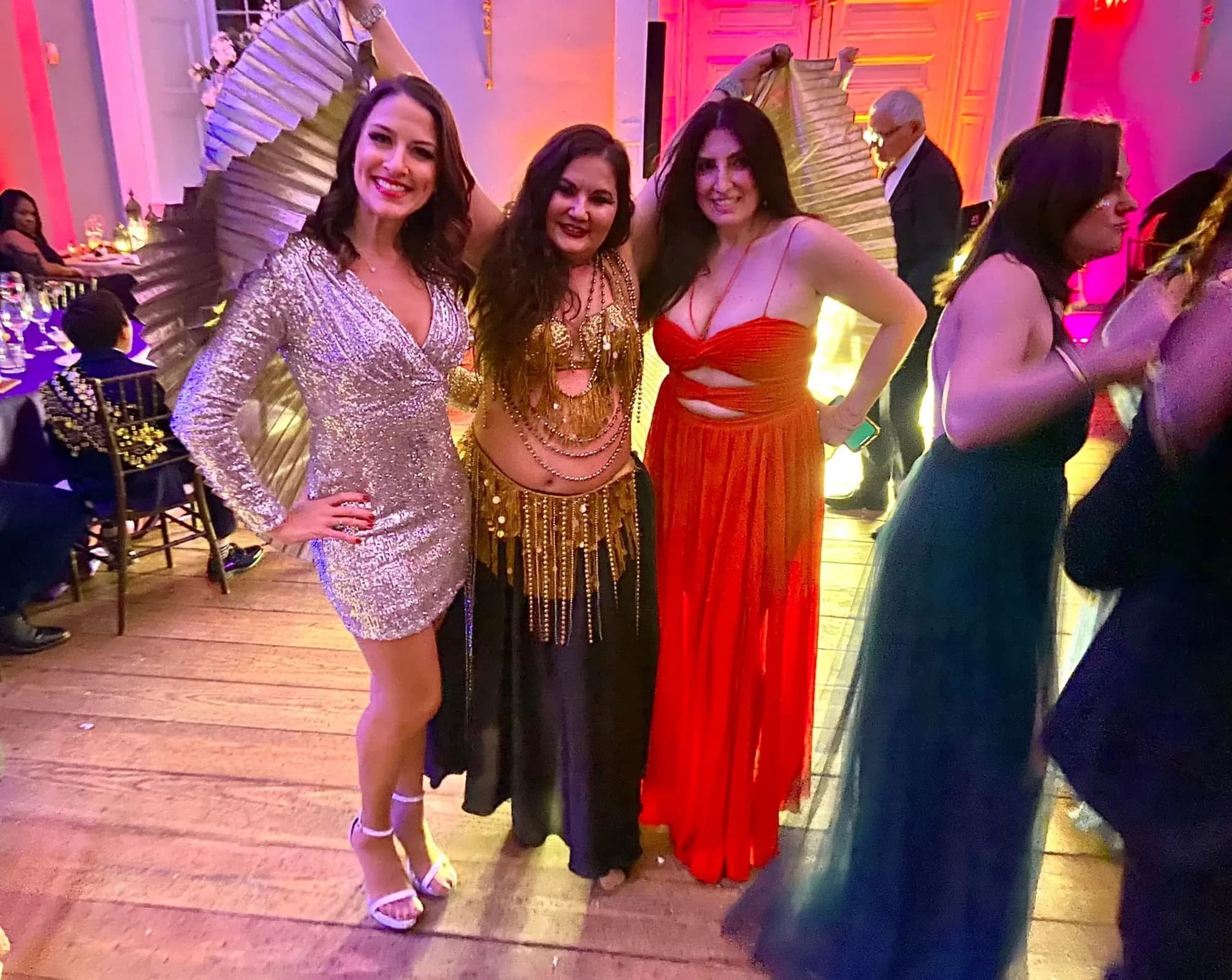Lorenda belly dancing at a wedding celebration