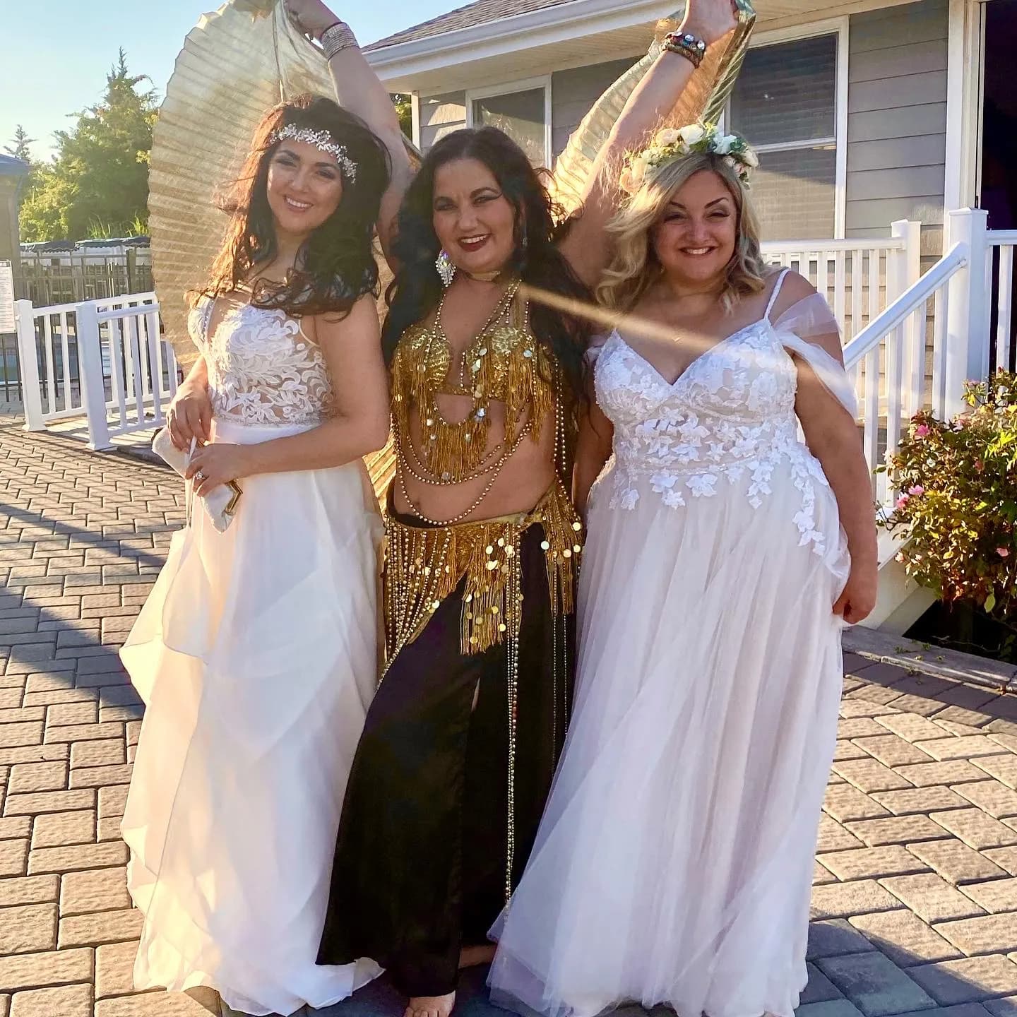 Lorenda belly dancing at a wedding celebration